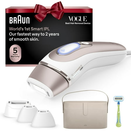 Braun IPL Skin I·expert, at Home Hair Removal, with Free App, Vanity Case, Venus Razor, 4 Smart Heads, Alternative for Laser Hair Removal, PL7387
