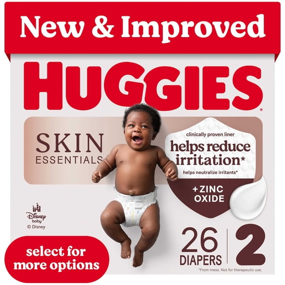 Huggies Skin Essentials, Fragrance Free Baby Diapers Size 2, 26 Count