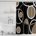 thumbnail image 2 of Polyester Fabric Black Brown Shower Curtain, White Circle Modern Minimalist Geometric Waterproof Bathtub Curtain Bathroom Decor Set with Hooks 66 x 72 Inches, 2 of 6