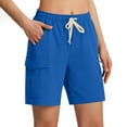 thumbnail image 2 of YUGYXL Womens Cargo Shorts Elastic Waist Hiking Shorts with Zipper Pockets Drawstring Lightweight Shorts Vacation Pants Blue S, 2 of 9
