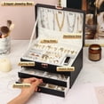 thumbnail image 2 of Jewelry Box with Organizer Drawer, 3-Layer Jewelry Organizer box for Rings Earrings Necklace Bracelets jewelry boxes, Gift for Women Girls (Black), 2 of 7