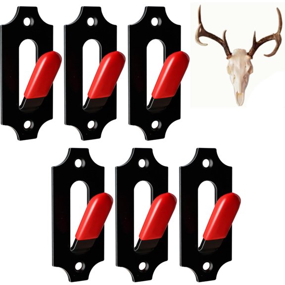 Artrylin 6 Pack European Mount Skull Hangers with Free Silicone Protector Deer Skull Mount Hanger for Indoor Outdoor Deco, Hanging Antelope, Coyote and Small Game Animals,Cattle(Red)