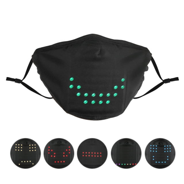 Shengyu LED Mask For Halloween Waterproof And Anti-electricity Cosplay Mask For Halloween Halloween Mask Black+1Pcs 21.5x12cm 1Set