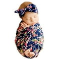 thumbnail image 3 of EUBUY Photography Baby Print Wrap Hat Headband Set 80*80 Green Leaves Flower, 3 of 4