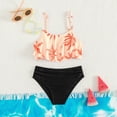thumbnail image 2 of mgoYE Swimsuit for Girls 8-10 Girls Swimsuit Bikini Set 2 Piece Bathing Suit Ruffled Contrast Trim Adjustable Straps Girls Swimwear(Red,8-9 Years), 2 of 7