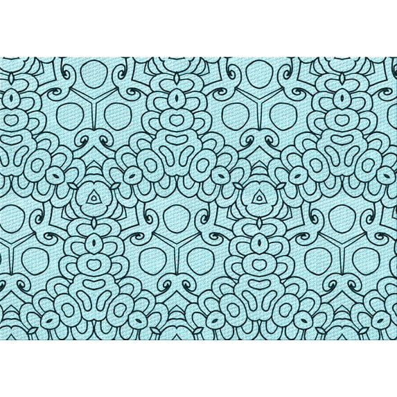 Ahgly Company Machine Washable Indoor Rectangle Transitional Deep-Sea Green Area Rugs, 7' x 9'