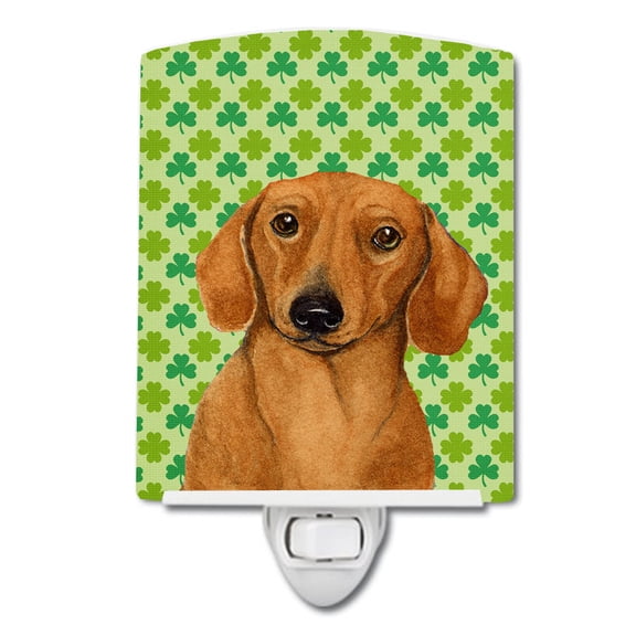 Caroline's Treasures LH9177CNL Dachshund St. Patrick's Day Shamrock Portrait Ceramic Night Light, 6x4x3", multicolor