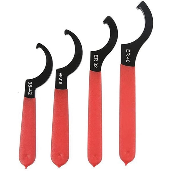 Lerpwige 4Pcs Steel Hook Head Crescent Wrenches Spanner for Tight Space Auto Repair