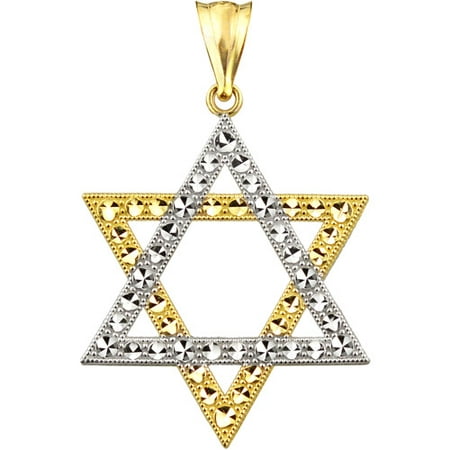 US GOLD Handcrafted 10kt Gold Star of David Charm Pendant