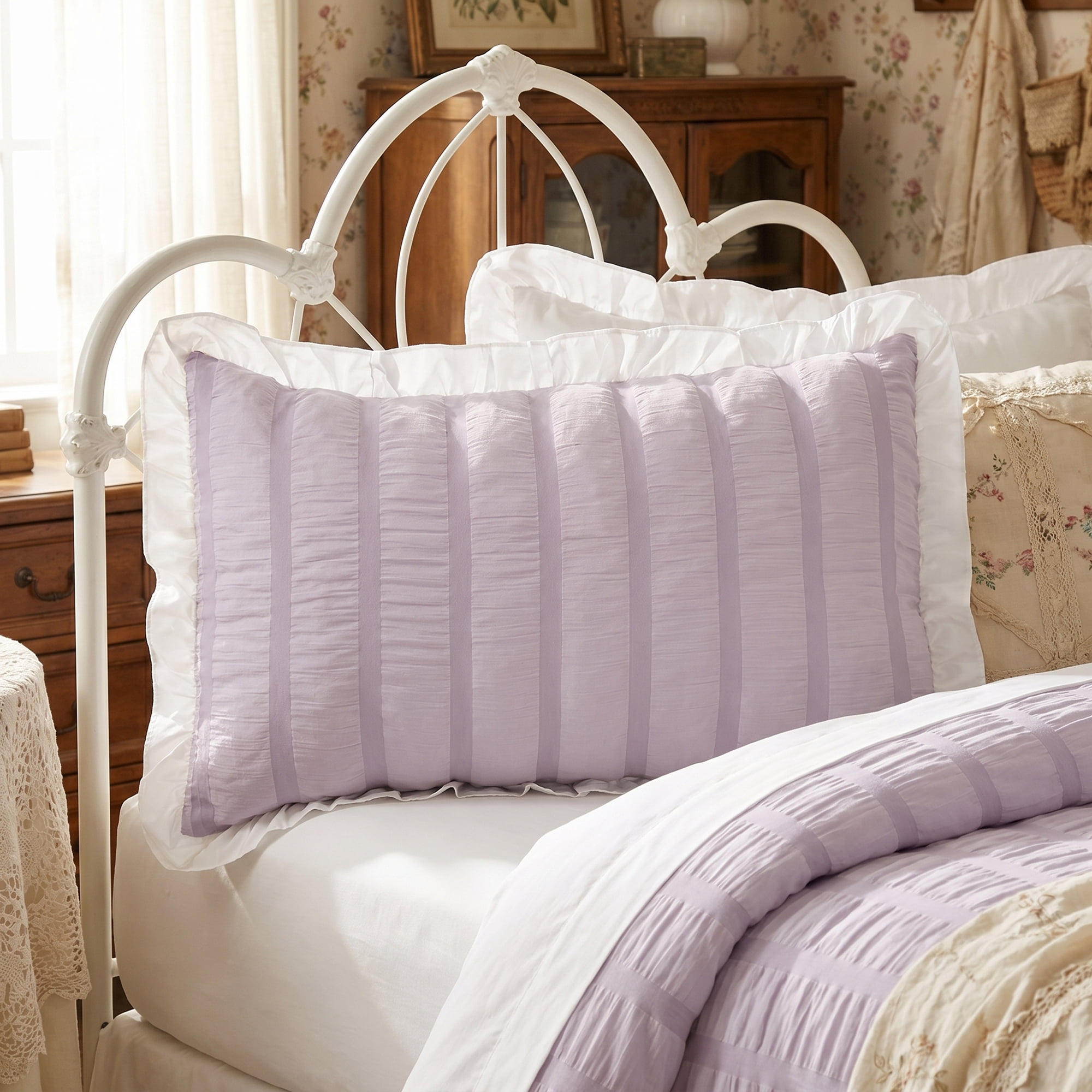 Unique Bargains 2Pcs Polyester Envelope Closure Wrinkle Resistant Pillowcase Queen Purple