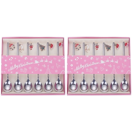 

12pcs Christmas Pendant Spoon Stainless Steel Spoon Stirring Spoon Dessert Spoon