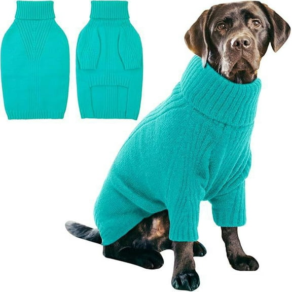 Dog Sweater,Thermal Knit Big Dog Sweater with Sleeve,Pet Turtleneck Doggy Sweatshirt for Extra Large Dogs Boy Girl,Stretchy Large Dogs Cold Weather Outfit Pitbull Clothes-M