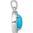 thumbnail image 2 of Sterling Silver Rhodium-plated Polished CZ Halo and Reconstituted Turquoise Cabochon Circle Pendant Material Primary Purity Romantic Unique Exquisite Designed for those who cherish timeless beauty, 2 of 4