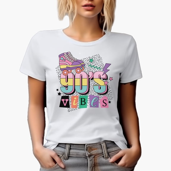 90s Vibes, Retro Roller Skaters Art Merch Gift, White T-Shirt, Small