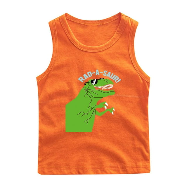 RXIRUCGD 2025 Vêtements d'Été pour Enfants Chemise de Base à Col Rond Sans Manches pour Garçons
