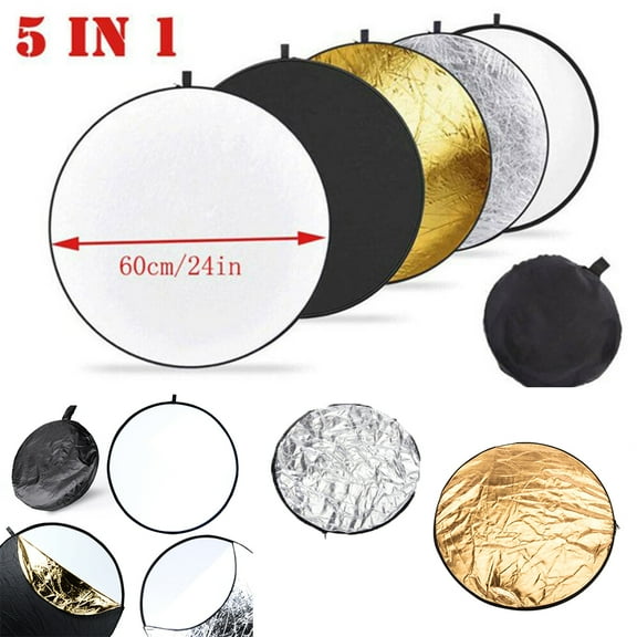 Collapsible Portable Disc Light Reflector for Photography Studio Lighting & Outdoor Lighting, 5 in 1 Gold and Silver