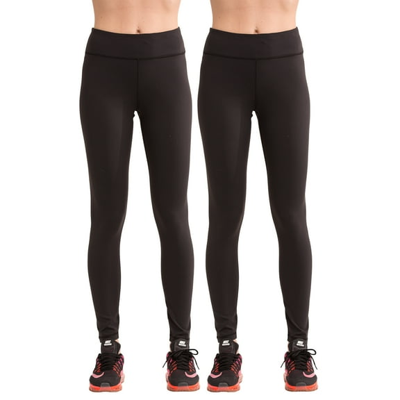 SPECIALMAGIC Women's Solid Color Yoga Waist Pocket Gym Workout Leggings,2-Pack Black