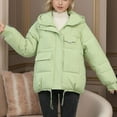 thumbnail image 4 of Black and Friday Clothing Sales Idoravan Women's Quilted Puffer Coat,Women's Fall and Winter Long Sleeved Warm Cotton Jacket Bread Mint Green XXXL, 4 of 6