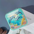 thumbnail image 4 of Creowell Dolphins Ocean Corals Travel Jewelry Box Organizer for Necklace Ring Earring Green, 4 of 5