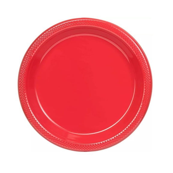 9" Red Diner Plastic Plates: 5 Pack