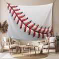 thumbnail image 2 of Baseball Tapestry for Bedroom Wall Hanging Tapestry, Red White Texture Sports Ball Minimalist Ceiling Backdrop Tapestries Poster Blanket Wall Decor for Teens Room Living Room Dorm 55" x 73", 2 of 8