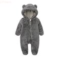 thumbnail image 2 of LYHaoo Boys Romper Newborn Infant Baby Boys Girls Snowsuit Winter Coat Solid Bear Warm Fleece Hooded Footed Romper Jumpsuit Outfits,Sizes 6-9 Months, 2 of 7
