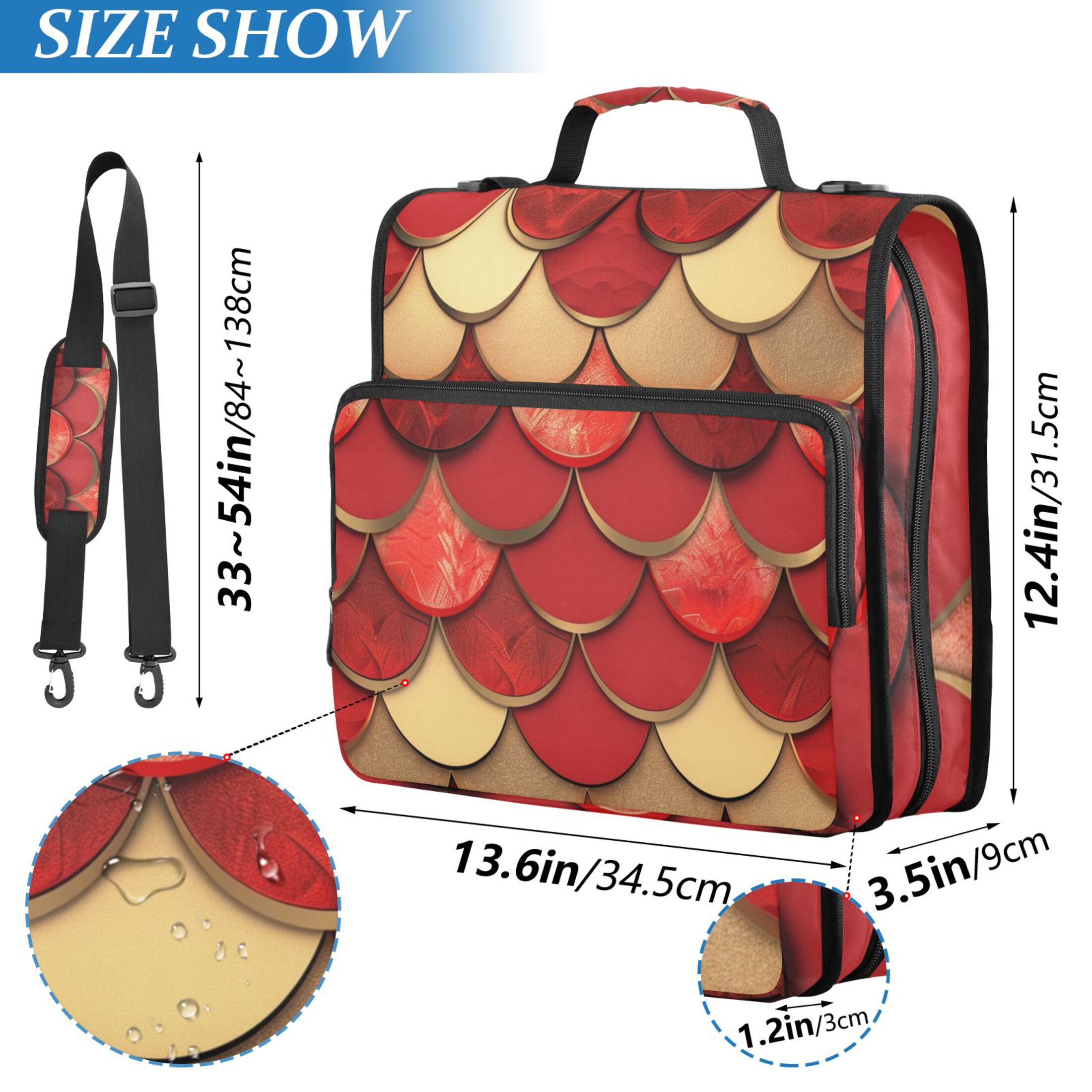 ALAZA Zipper Binder Red Scales 3 Ring Trapper Keeper File Folder Organizer Bag