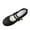 Black, variant on SuTry Women's Round Toe Flats Glossy PU Leather Slip On Elastic Lace Comfortable Casual Walking Shoes(41)