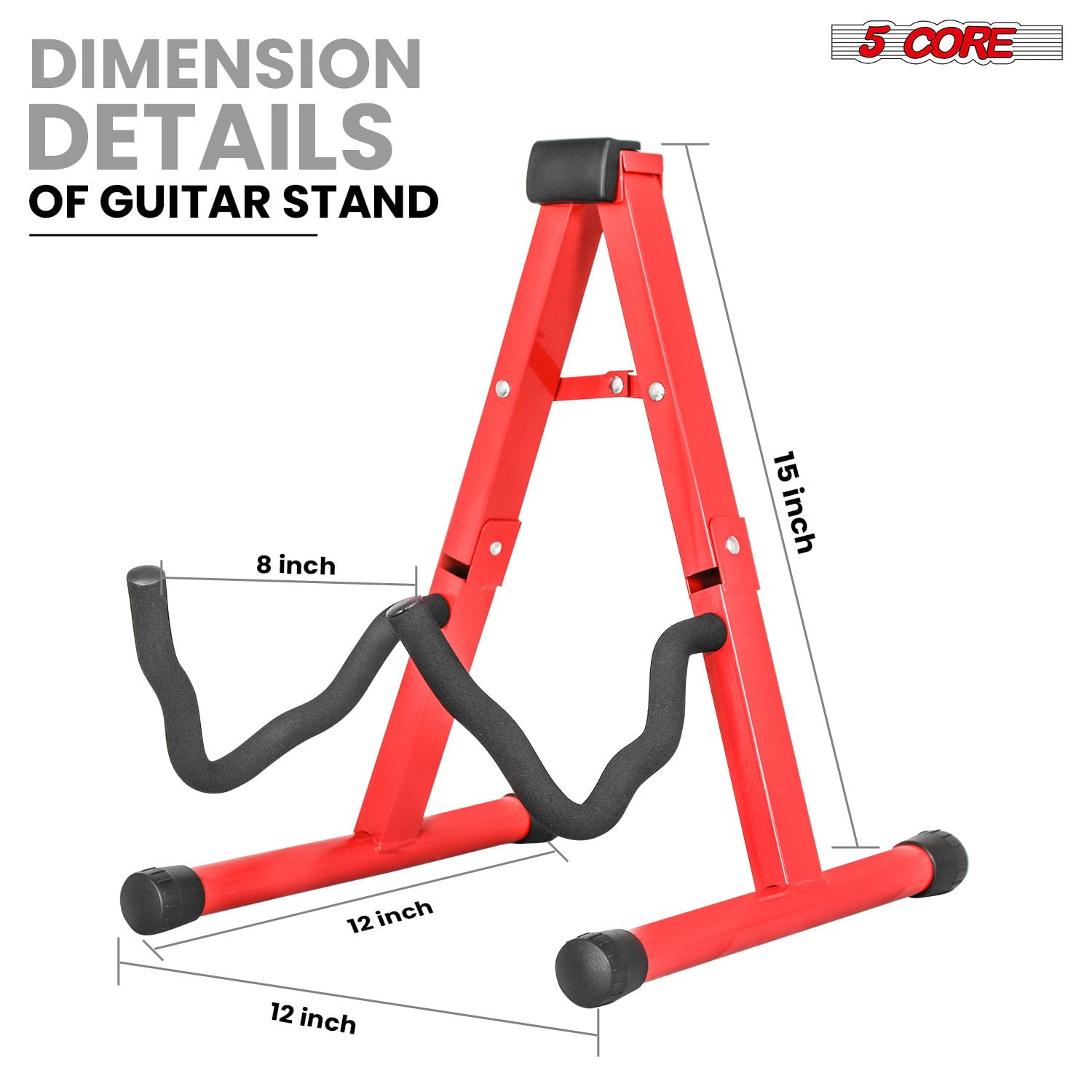 A-Frame Guitar Stand w/ Foam Arms, 12" Width, Foldable Design, Non-Slip Base
