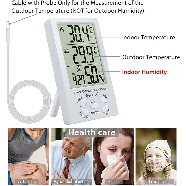 Thermomètre Intérieur, 4 Pieces LCD Mini Digital Thermometre