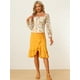 thumbnail image 4 of Top floral fruncido para mujer elegante blusa de manga larga con cuello cuadrado Beige XL, 4 of 6