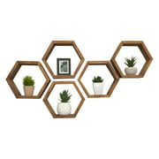 Drakestone Designs Wood Hexagon Shelves (Set of 5) - Walnut
