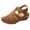 Brown, variant on Woman Summer Fashion Casual Wedge Sandals Casual Flat Solid Color Loophole Shoes