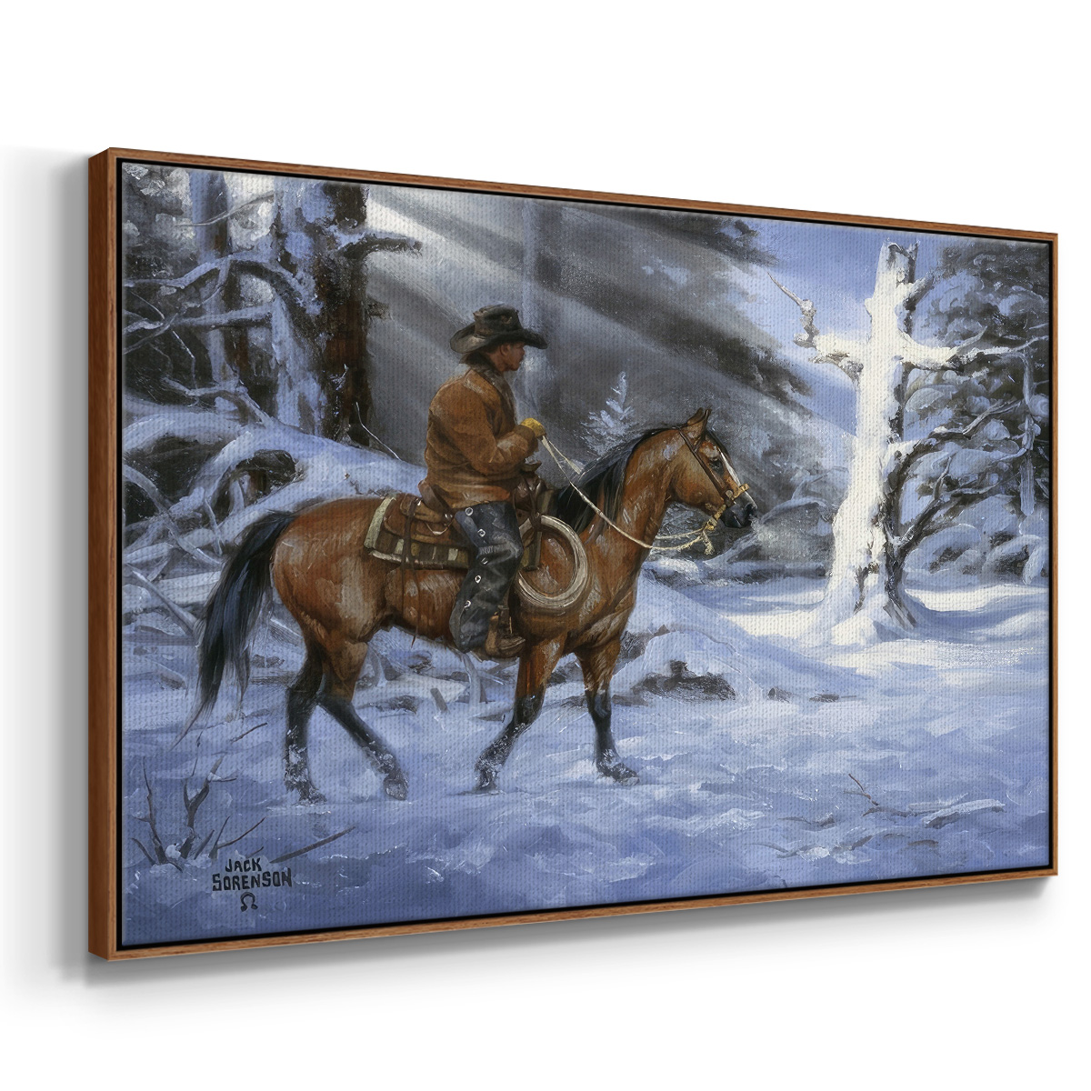 Silent Night, Holy Night - Framed Gallery Wrapped Holiday Canvas - 17 x 25 - Rosewood Frame