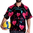 thumbnail image 4 of Valentine's Day Love ECG Men's Short Sleeve Shirts, Casual Hawaiian Print Button Down Summer Beach Top Unisex, 4 of 6