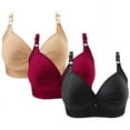 thumbnail image 3 of Birdeem 3Pcs Womans Printing Gathered Together Large Size Daily Bra Underwear No Rims, 3 of 8