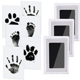 Baby Handprint and Footprint Kit in Elegant White Natural Wood, Clean Touch  Inkless Ink Pad Extra-Large, Non-Toxic, Newborn, Dog and Cat Pawprint;  Keepsake and Gift for Parents, Grandparents 