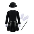 thumbnail image 2 of Yartina Girls Magician Outfits Circus Magic Performance Sequins Leotard Dress for Stage Performance Black 6, 2 of 7