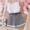 thumbnail image 2 of Tkrady Toddler Girl Outfits Spring Summer Sleeveless Shirts Shorts Belt Set Outer Wear Casual Suit, Sizes 1-4 Years, 2 of 7