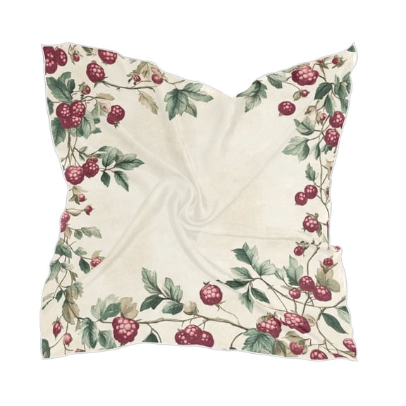 Mulberry Pattern Square Silk Scarf, 23.62×23.62in Polyester Simulated Silk Satin Scarf Tops for Women Head Wraps Shirt Bandana Curly Hair Tie Headband Headscarf