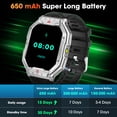 thumbnail image 4 of Mingdaln 2.1-inch AMOLED Men Military Smartwatch，with Fitness Tracker/ Answer Make Calls /100+ Sport Modes/1ATM Waterproof, Mountain Travel Pedometer Watch fits for Android and Iphone Devices, 4 of 8