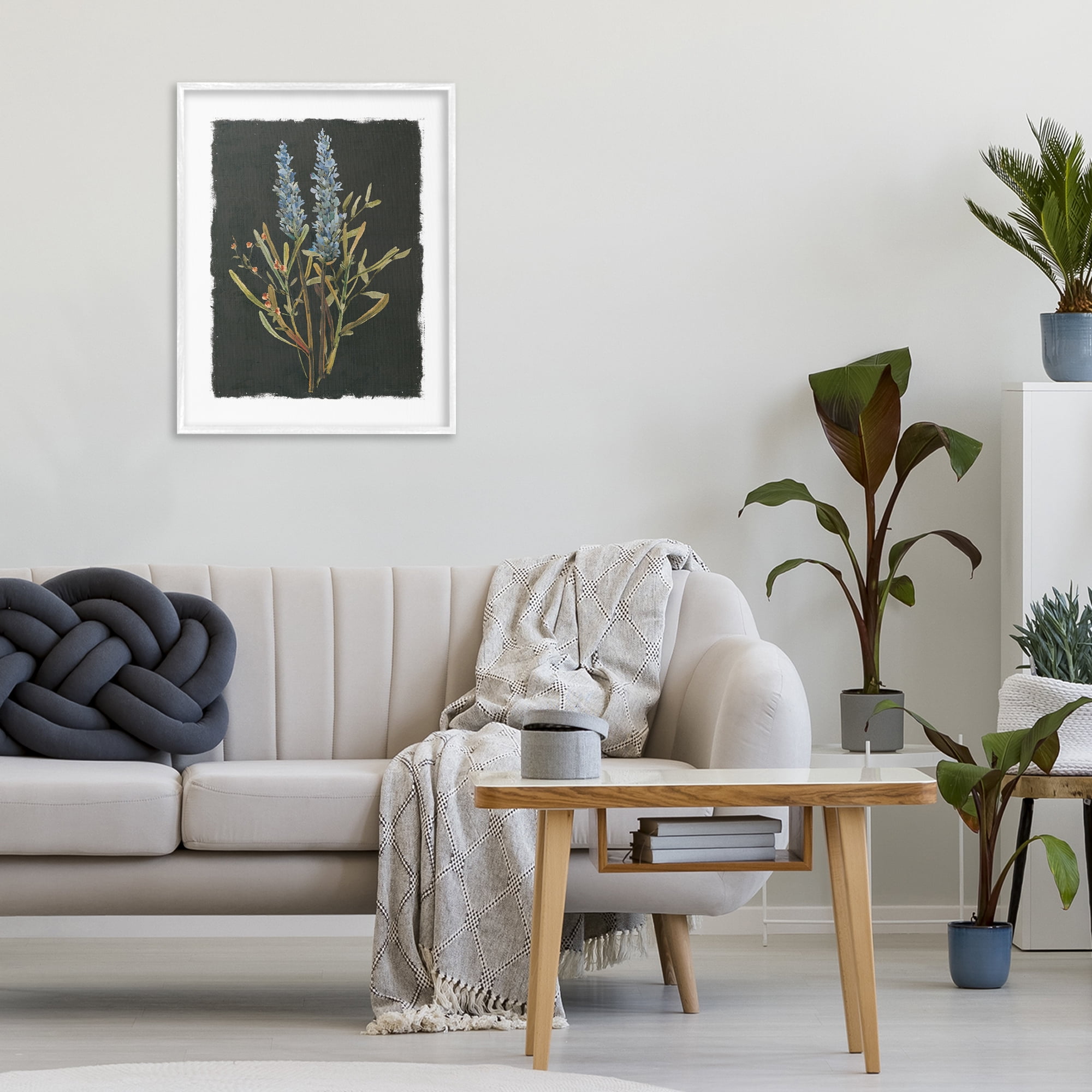 Stupell Industries Lavender Sprigs on Dark Background White Framed Giclee Art, design by Carol Robinson