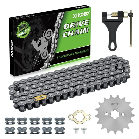 428 Drive Chain 102 Links with 17T Front Engine Sprocket Compatible with 110cc 125cc 50cc 90cc CRF50 XR50 YZ80 TTR Tao tao Coolster Pit Dirt Bike Vitacci Kazuma ATV Quad 4 Wheeler Go Kart Parts