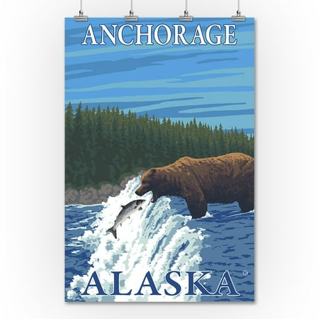 Bear Fishing In River Anchorage Alaska Lp Original Poster