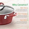 thumbnail image 4 of Non-stick Kitchenware Pots & Pans - 11 Pcs. Stylish Kitchen Cookware Set w/ Elegant Lines Pattern,Gray Inside & Red Outside, Metal + Silicone Handle, PTFE/PFOA/PFOS Free - NCCW11RDL, 4 of 9