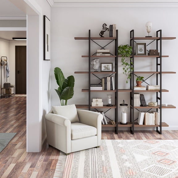 Antique Walnut 6-Tiers Display Bookshelves