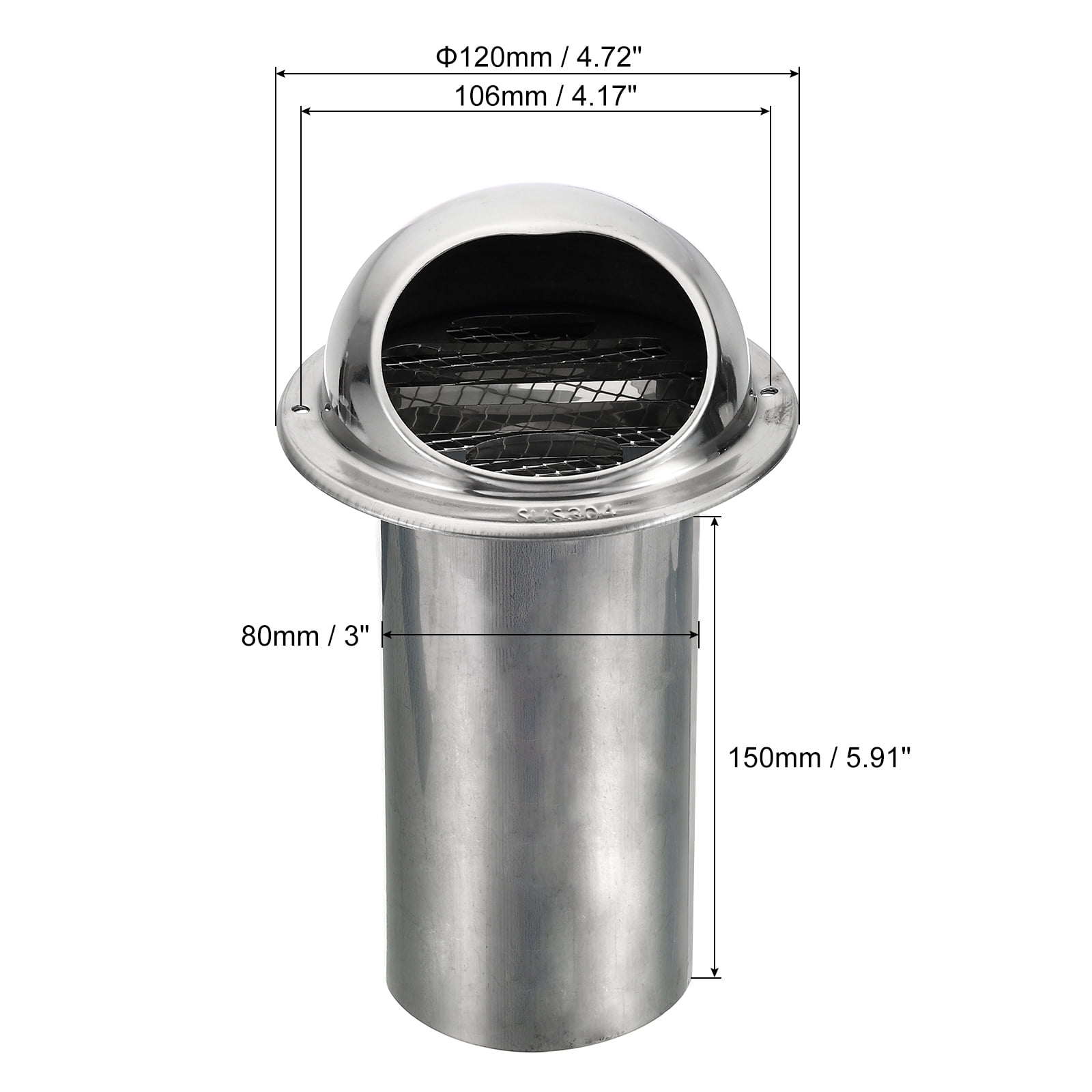 Uxcell 3" Round Soffit Air Vents, 304 Stainless Steel Louver Grille Vent Cover Mesh Grill Hood for Kitchen Bathroom