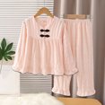 thumbnail image 4 of Ashirexll Girls Summer Clothes Solid Color Round Neck Long Sleeve Fashion Top with Pants Homewear Casual 2 Piece Set, 4 of 7