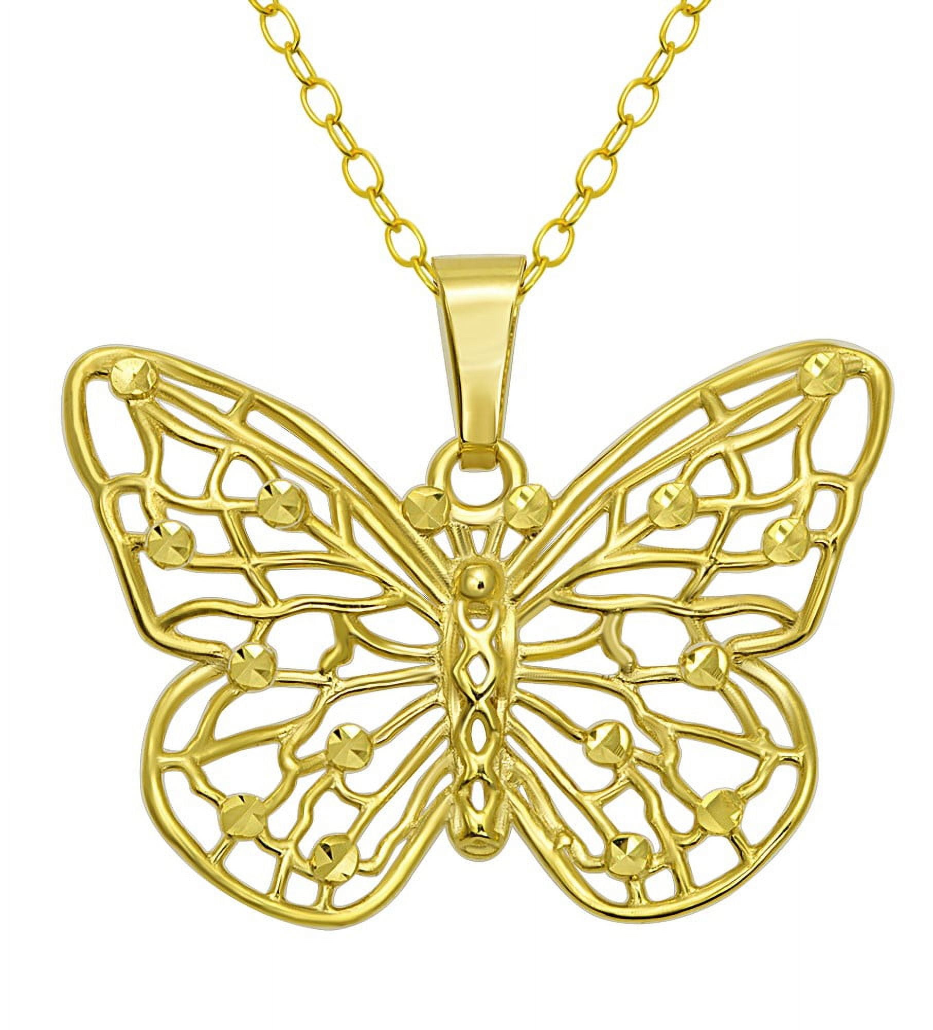 Free Shipping! Brilliance Fine Jewelry 10KT Yellow Gold Butterfly Pendant with 18" Gold Filled Chain  (图3)
