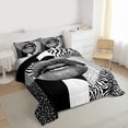 thumbnail image 3 of jejeloiu Chic Leopard Pattern Twin Comforter Sets,Black Gray White Bedding Set Cheetah Lover Reversible 2pcs, 3 of 8